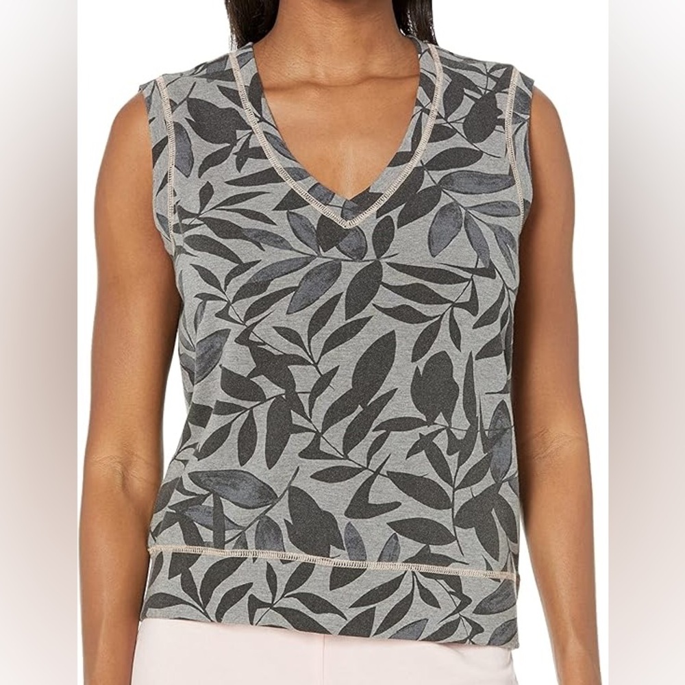 PJ Salvage XLarge Top Papaya Palms Tank in Charcoal NWT